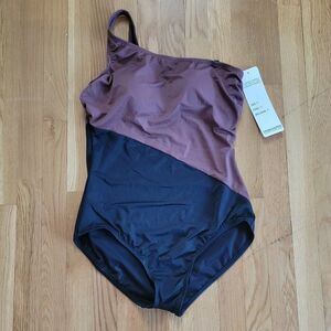 Trimshaper Color Block Brown & Black One Piece Swimsuit For Women's Size…